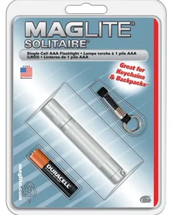 Maglite Solitaire 2 lumens Silver Incandescent Flashlight With Key Ring AAA Battery
