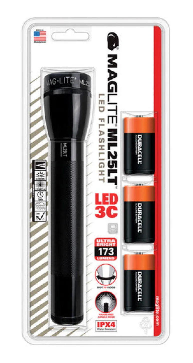 Mag-Lite Aluminum Black 173 lm. C-Battery Non-Rechargeable LED Flashlight 8-9/16 H in.