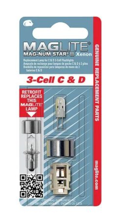 Mag-Lite Mag-Num Star II 3-Cell C & D Clear Bi-Pin Base Super Bright Xenon Flashlight Bulb
