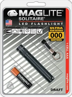 Maglite Solitaire 47 lm Black LED Flashlight With Key Ring AAA Battery