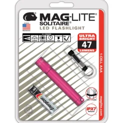 Maglite Solitaire 47 lumens Pink LED Flashlight With Key Ring AAA Battery