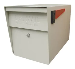 Mail Boss Mail Boss Modern Galvanized Steel Post Mount White Locking Mailbox