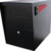 Mail Boss Package Master Modern Galvanized Steel Post Mount Black Locking Mailbox