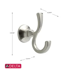 Mandara Collection Double Robe Hook, Brushed Nickel