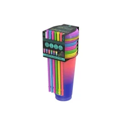 Manna Polycarbonate Assorted Color Changing BPA Free Stackable Tumbler Lid and Straw 24 oz.