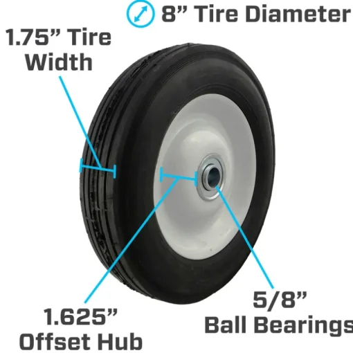 Marathon 8 in. D X 8 in. D 225 lb. cap. Offset Wheelbarrow Tire Rubber 1 pk