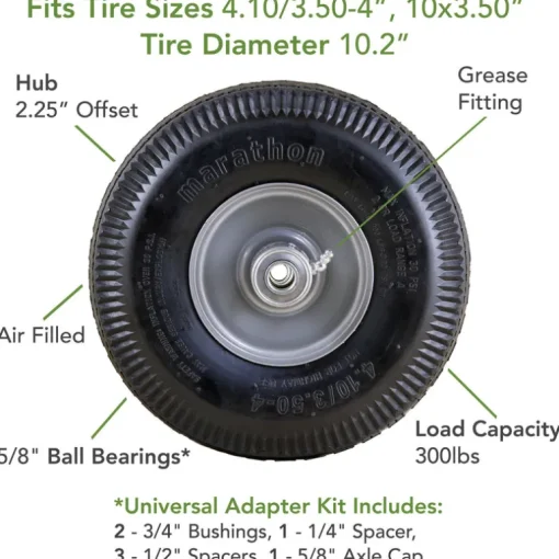 Marathon Universal Fit 4 in. D X 10 in. D 300 lb. cap. Offset Hand Truck Tire Rubber 1 pk