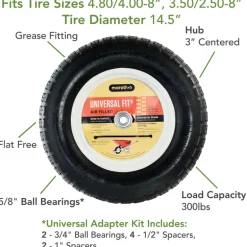 Marathon Universal Fit 8 in. D X 14.5 in. D 300 lb. cap. Centered Wheelbarrow Tire Polyurethane 1 pk