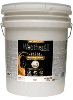 Masonry & Stucco Paint, Flat White, 5-Gallons