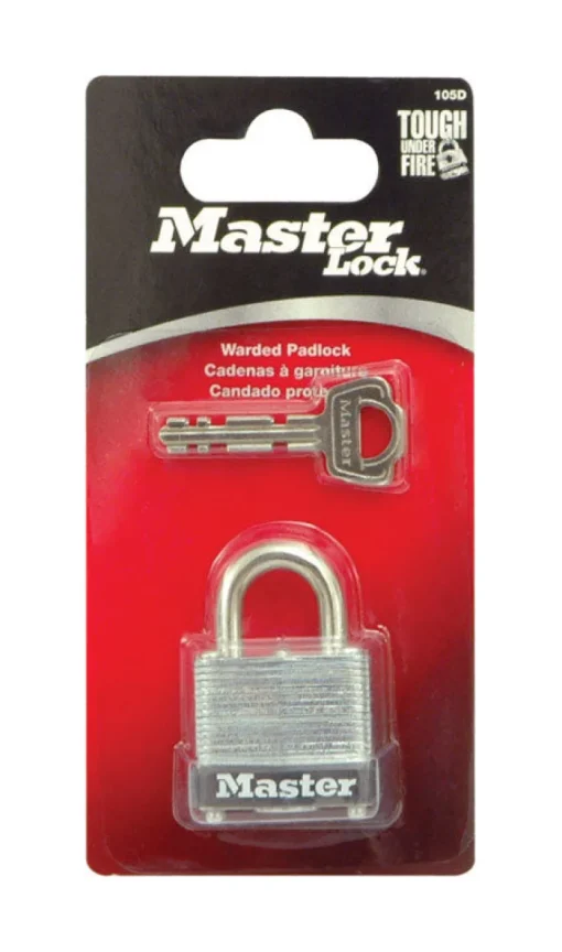 Master Lock 1-1/16 in. H x 3/4 in. W x 1-1/8 in. L Laminated Steel Warded Locking Padlock 1 pk (Pack of 4)