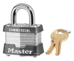 Master Lock 1-5/16 in. H x 1-5/8 in. W x 1-9/16 in. L Laminated Steel 4-Pin Cylinder Padlock 1 pk (Pack of 6)