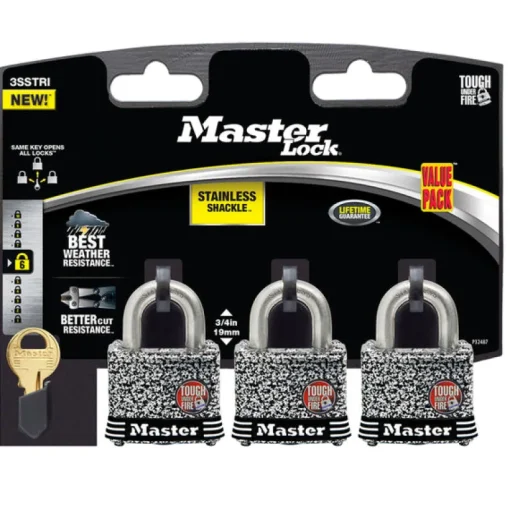 Master Lock 1-9/16 in. W Laminated Steel 4-Pin Tumbler Weather-Resistant Padlock