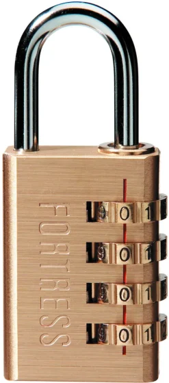 Master Lock Fortress Gold Brass Resettable 4-Dial Combination Luggage Lock 7. 2 H x 1-3/16 W in.