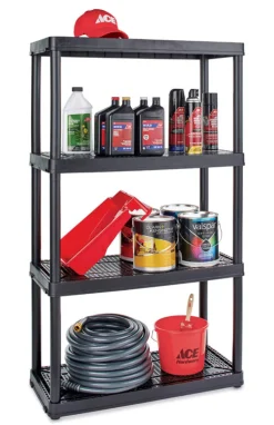 Maxit Resin Black Adjustable Shelving Unit 400 lbs. Capacity 54-1/2 H x 32 W x 14 D in.