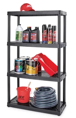 Maxit Resin Black Adjustable Shelving Unit 400 lbs. Capacity 54-1/2 H x 32 W x 14 D in.