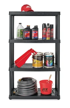 Maxit Resin Black Adjustable Shelving Unit 400 lbs. Capacity 54-1/2 H x 32 W x 14 D in.