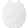 Mayfair Basket Weave Slow Close Round White Enameled Wood Toilet Seat