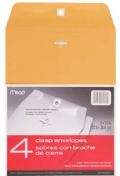 Mead 9 in. W x 12 in. L Other Brown Envelopes 4 pk