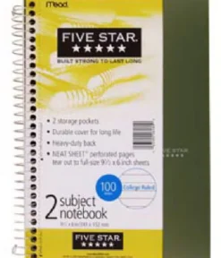 Mead Five Star 6 in. W x 9-1/2 in. L College Ruled Spiral Notebook