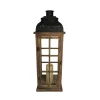 Meadow Creek 29 in. Metal/Wood Decorative Black/Brown Lantern