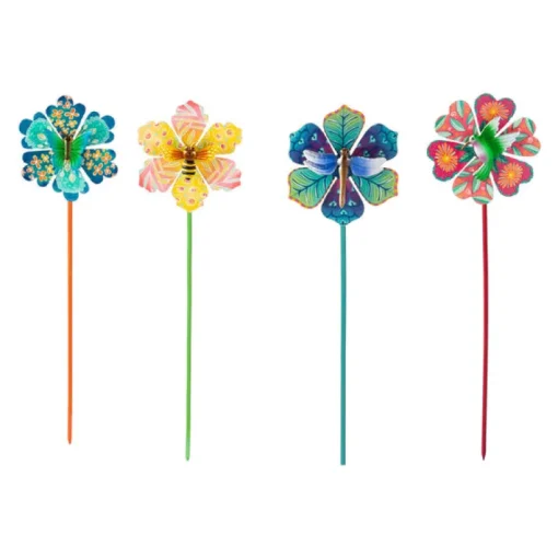Meadowcreek Iron Assorted 17.5 in. H Flower/Garden Friends Outdoor Spinner (Pack of 16)