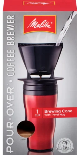 Melitta 64014 Red & Black Pour-Over Travel Brew Mug Set