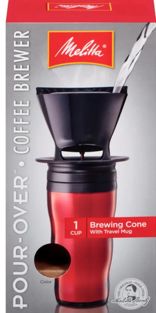 Melitta 64014 Red & Black Pour-Over Travel Brew Mug Set