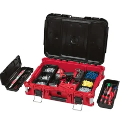 Milwaukee PACKOUT 16.1 in. Impact-Resistant Poly Tool Box 22.1 in. W x 16.1 in. H Black/Red