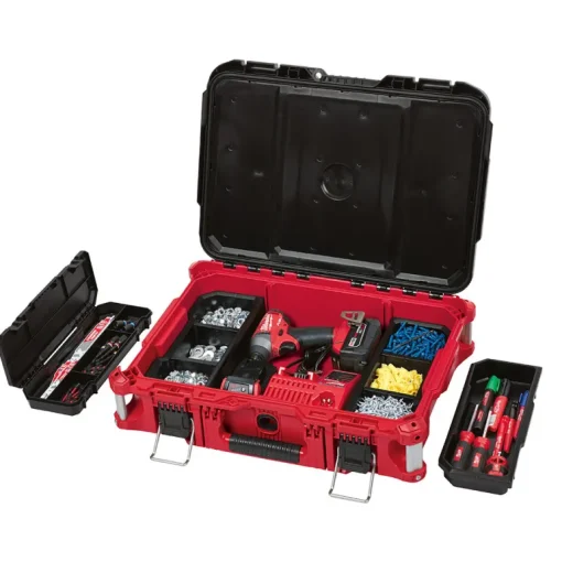 Milwaukee PACKOUT 16.1 in. Impact-Resistant Poly Tool Box 22.1 in. W x 16.1 in. H Black/Red