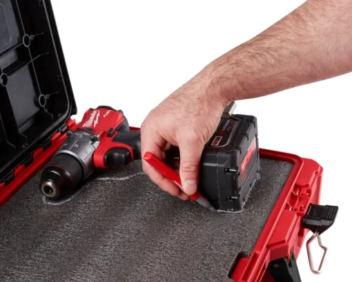 Milwaukee PACKOUT 20 in. Plastic Tool Case with Foam Insert 15 in. W x 6 in. H Black/Red