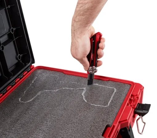 Milwaukee PACKOUT 20 in. Plastic Tool Case with Foam Insert 15 in. W x 6 in. H Black/Red