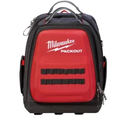 Milwaukee PACKOUT 11.81 in. W x 15.75 in. H Ballistic Nylon Backpack Tool Bag 48 pocket Black/Red