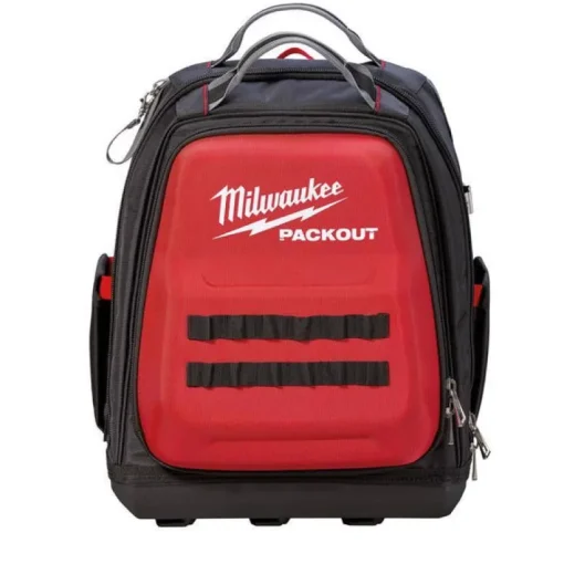 Milwaukee PACKOUT 11.81 in. W x 15.75 in. H Ballistic Nylon Backpack Tool Bag 48 pocket Black/Red
