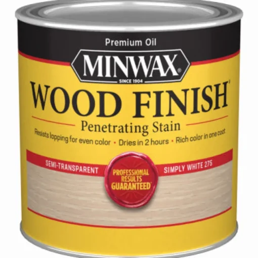 MINWAX Simply White Oil-Based Low VOC g/L Indoor Wood Stain 1/2 Pint 31 to 37 sq. ft. Coverage