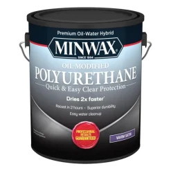 Minwax Transparent Satin Clear Water-Based Latex Oil-Modified Polyurethane 1 gal. (Pack of 2)