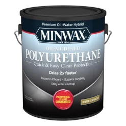 Minwax Transparent Semi-Gloss Clear Water-Based Latex Oil-Modified Polyurethane 1 gal. (Pack of 2)