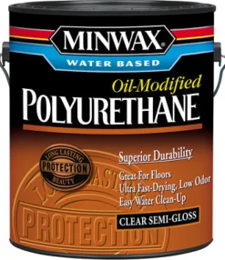 Minwax Transparent Semi-Gloss Clear Water-Based Latex Oil-Modified Polyurethane 1 gal. (Pack of 2)