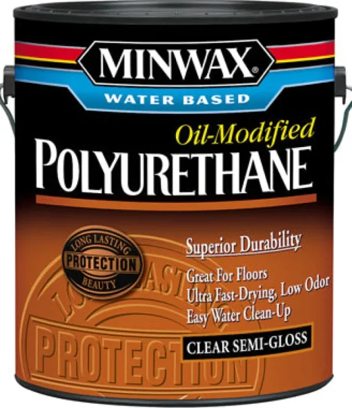Minwax Transparent Semi-Gloss Clear Water-Based Latex Oil-Modified Polyurethane 1 gal. (Pack of 2)