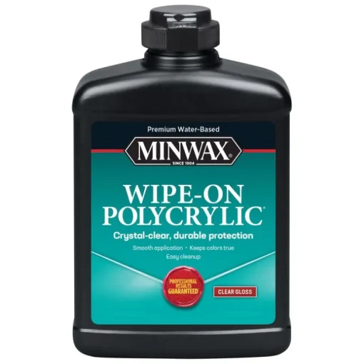 Minwax Wipe-On Poly Gloss Clear Water-Based Latex Polyurethane Stain 1 pt. (Pack of 4)