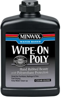 Minwax Wipe-On Poly Gloss Clear Water-Based Latex Polyurethane Stain 1 pt. (Pack of 4)
