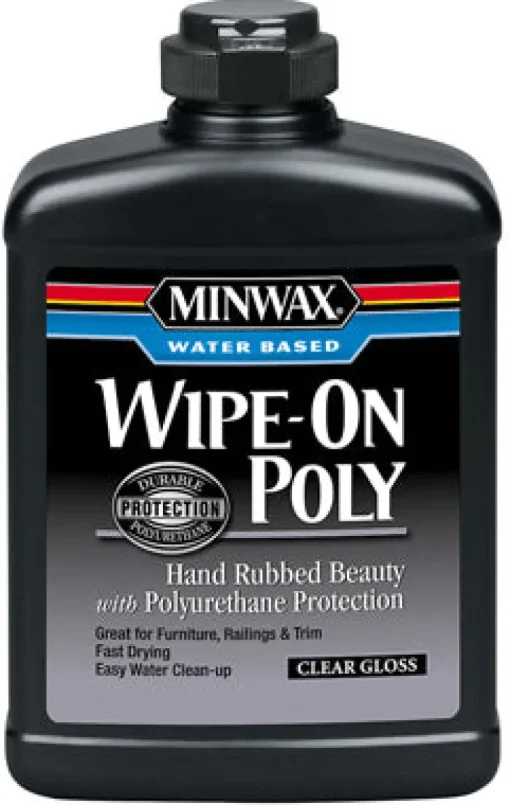 Minwax Wipe-On Poly Gloss Clear Water-Based Latex Polyurethane Stain 1 pt. (Pack of 4)
