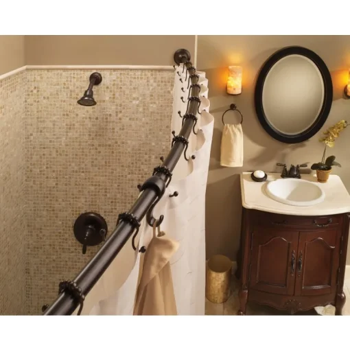 Moen Adjustable Curved Shower Rod 72 in. L Bronze