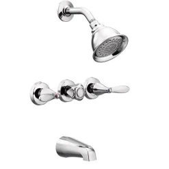 Moen Adler 3-Handle Chrome Tub and Shower Faucet