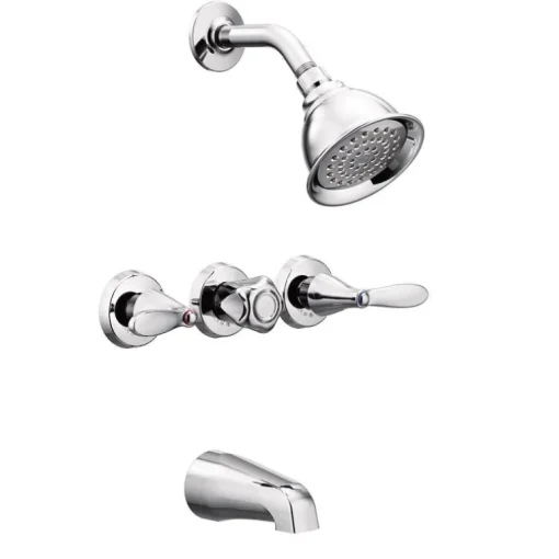 Moen Adler 3-Handle Chrome Tub and Shower Faucet