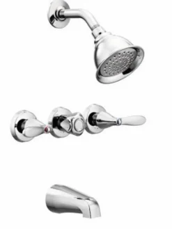 Moen Adler 3-Handle Chrome Tub and Shower Faucet