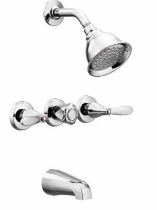 Moen Adler 3-Handle Chrome Tub and Shower Faucet