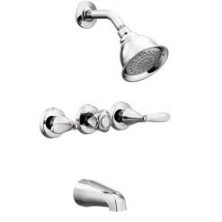 Moen Adler 3-Handle Chrome Tub and Shower Faucet