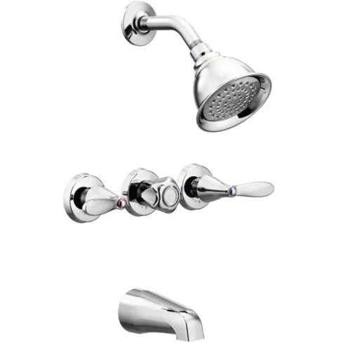 Moen Adler 3-Handle Chrome Tub and Shower Faucet