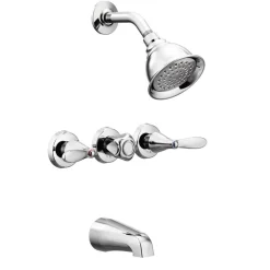 Moen Adler 3-Handle Chrome Tub and Shower Faucet