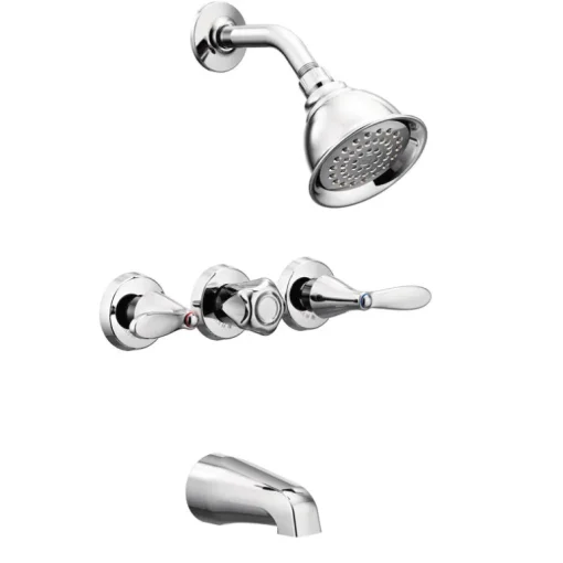 Moen Adler 3-Handle Chrome Tub and Shower Faucet